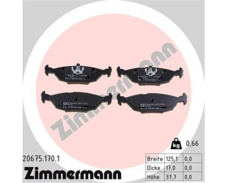 Brake Pad Set, disc brake 20675.170.1 Zimmermann, Image 2