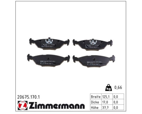 Brake Pad Set, disc brake 20675.170.1 Zimmermann, Image 2