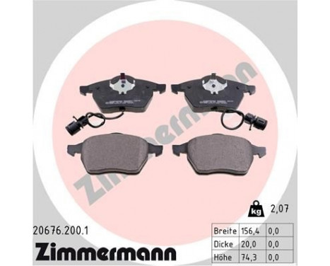 Brake Pad Set, disc brake 20676.200.1 Zimmermann, Image 2