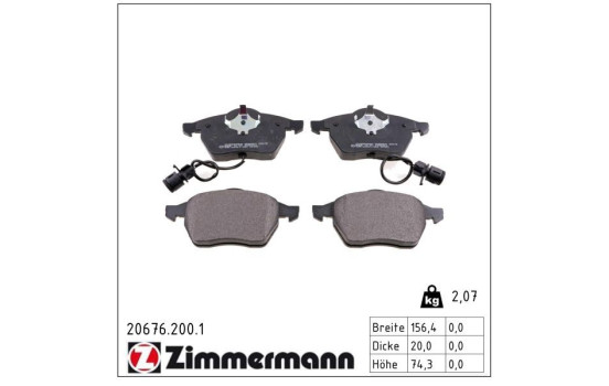 Brake Pad Set, disc brake 20676.200.1 Zimmermann, Image 2