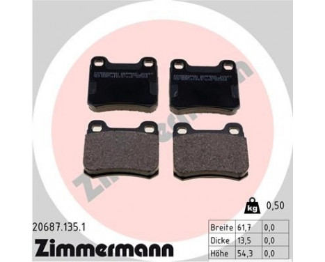 Brake Pad Set, disc brake 20687.135.1 Zimmermann, Image 2