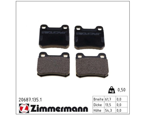 Brake Pad Set, disc brake 20687.135.1 Zimmermann, Image 2