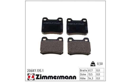 Brake Pad Set, disc brake 20687.135.1 Zimmermann, Image 2