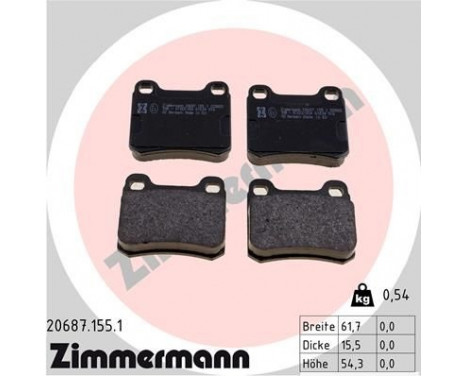 Brake Pad Set, disc brake 20687.155.1 Zimmermann, Image 2