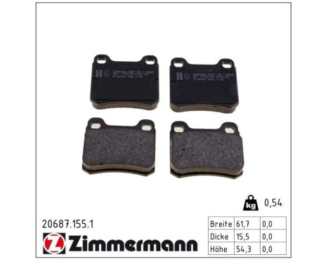 Brake Pad Set, disc brake 20687.155.1 Zimmermann, Image 2