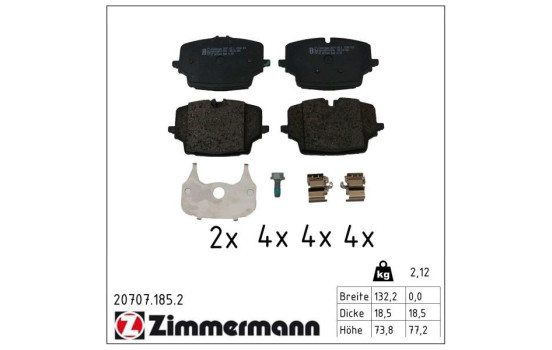 Brake pad set, disc brake 20707.185.2 Zimmermann