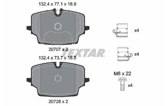 Brake pad set, disc brake 2070701 Textar
