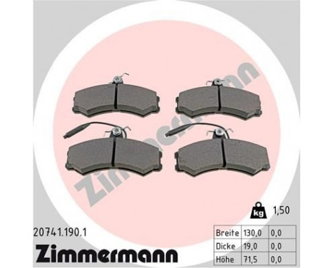 Brake Pad Set, disc brake 20741.190.1 Zimmermann, Image 2