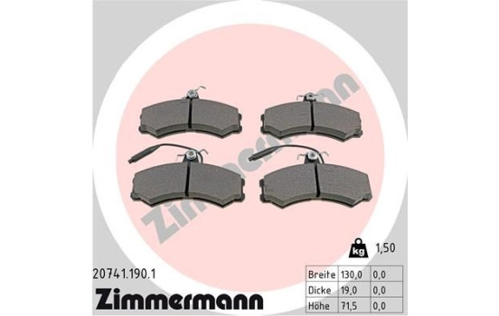Brake Pad Set, disc brake 20741.190.1 Zimmermann, Image 2