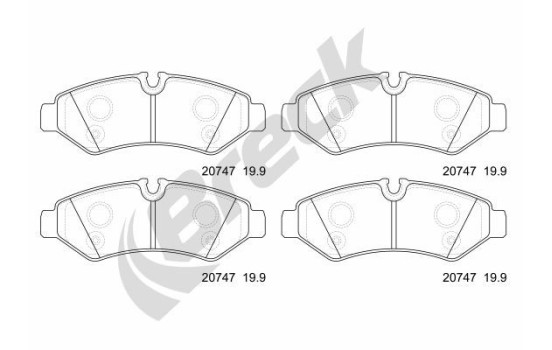 Brake pad set, disc brake 20747 00 703 00 Breck