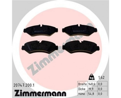 Brake Pad Set, disc brake 20747.200.1 Zimmermann