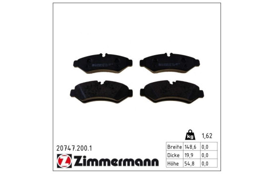 Brake Pad Set, disc brake 20747.200.1 Zimmermann