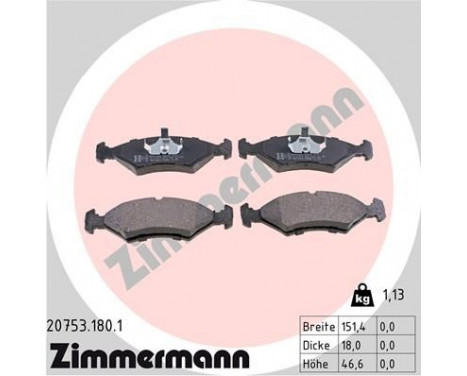 Brake Pad Set, disc brake 20753.180.1 Zimmermann, Image 2