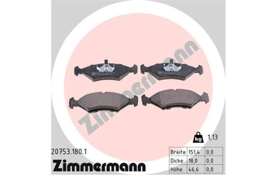 Brake Pad Set, disc brake 20753.180.1 Zimmermann, Image 2