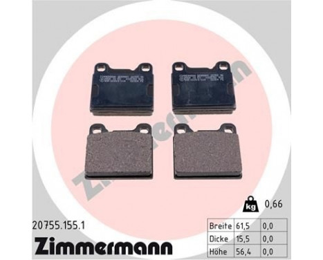 Brake Pad Set, disc brake 20755.155.1 Zimmermann, Image 2