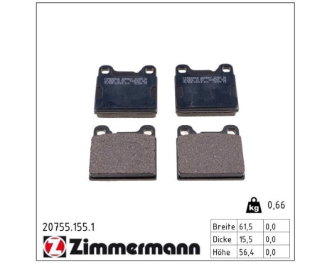 Brake Pad Set, disc brake 20755.155.1 Zimmermann, Image 2