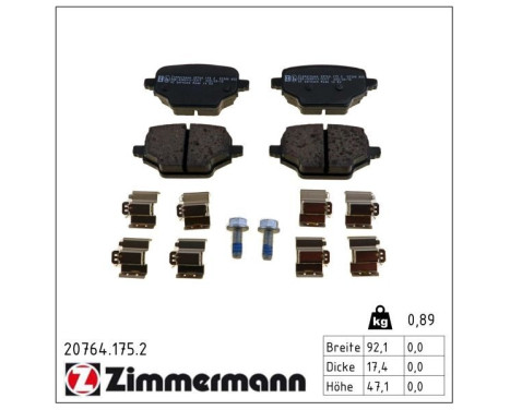 Brake Pad Set, disc brake 20764.175.2 Zimmermann