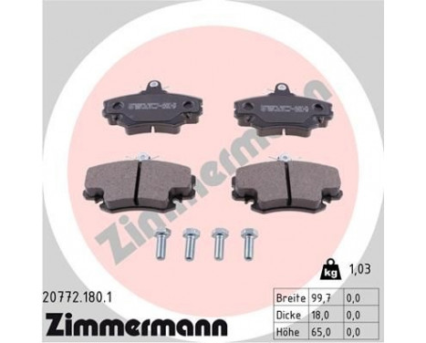 Brake Pad Set, disc brake 20772.180.1 Zimmermann, Image 2