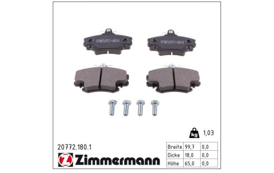 Brake Pad Set, disc brake 20772.180.1 Zimmermann, Image 2