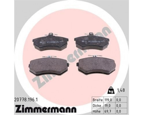 Brake Pad Set, disc brake 20778.196.1 Zimmermann, Image 2