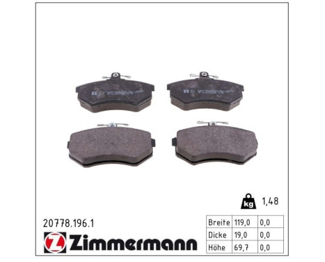 Brake Pad Set, disc brake 20778.196.1 Zimmermann, Image 2