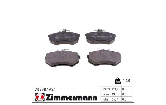 Brake Pad Set, disc brake 20778.196.1 Zimmermann, Image 2