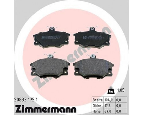 Brake Pad Set, disc brake 20833.175.1 Zimmermann, Image 2