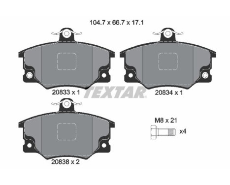 Brake Pad Set, disc brake 2083302 Textar, Image 2