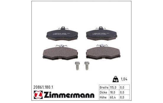 Brake Pad Set, disc brake 20861.180.1 Zimmermann, Image 2