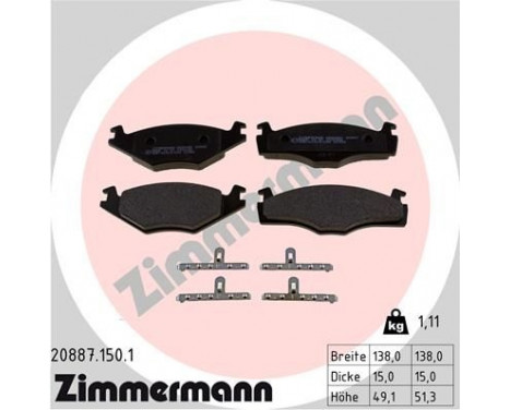 Brake Pad Set, disc brake 20887.150.1 Zimmermann, Image 2