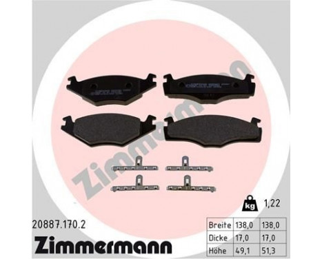 Brake Pad Set, disc brake 20887.170.2 Zimmermann, Image 2