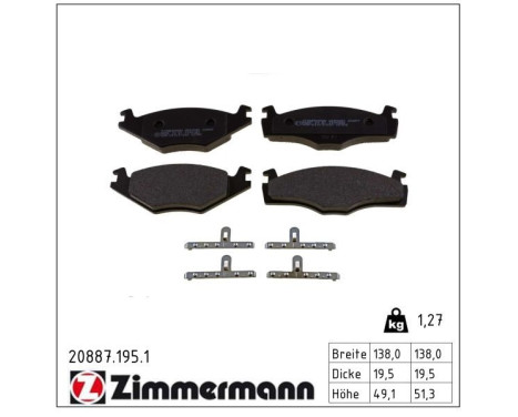 Brake Pad Set, disc brake 20887.195.1 Zimmermann, Image 2