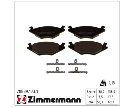 Brake Pad Set, disc brake 20889.173.1 Zimmermann, Image 2