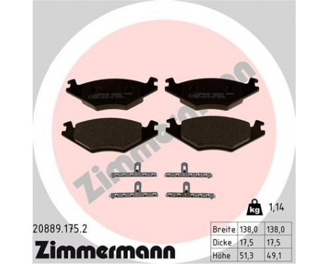 Brake Pad Set, disc brake 20889.175.2 Zimmermann, Image 2