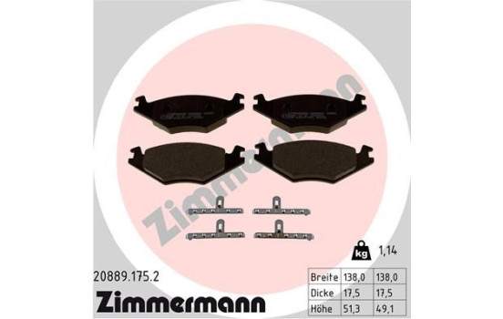 Brake Pad Set, disc brake 20889.175.2 Zimmermann, Image 2