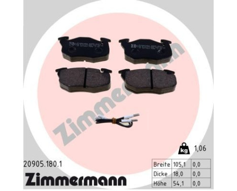 Brake Pad Set, disc brake 20905.180.1 Zimmermann, Image 2