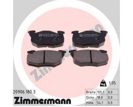 Brake Pad Set, disc brake 20906.180.3 Zimmermann, Image 2