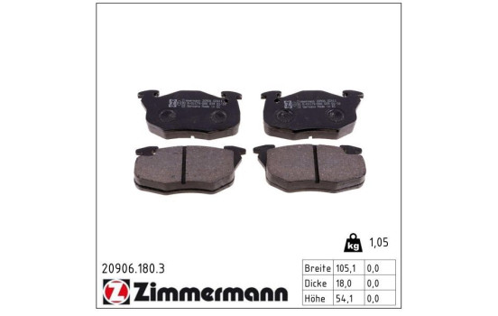 Brake Pad Set, disc brake 20906.180.3 Zimmermann, Image 2