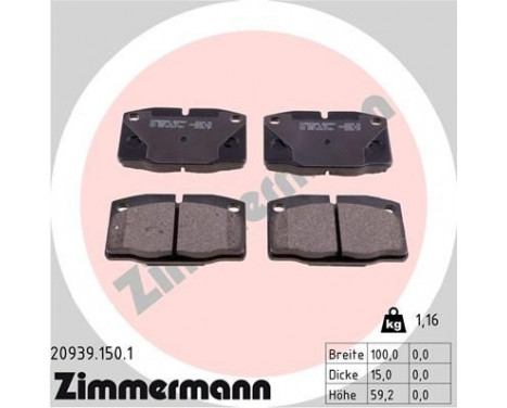 Brake Pad Set, disc brake 20939.150.1 Zimmermann, Image 2