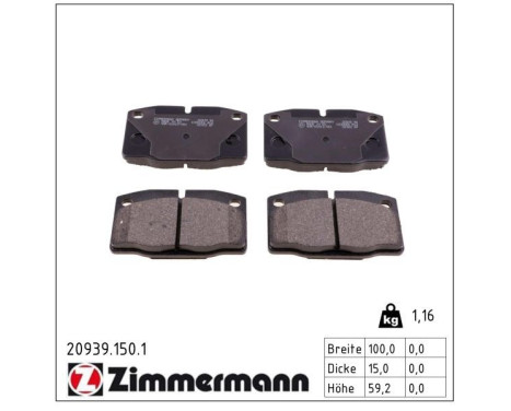 Brake Pad Set, disc brake 20939.150.1 Zimmermann, Image 2