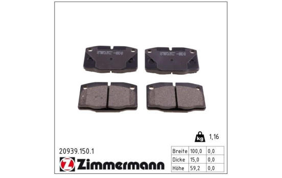 Brake Pad Set, disc brake 20939.150.1 Zimmermann, Image 2