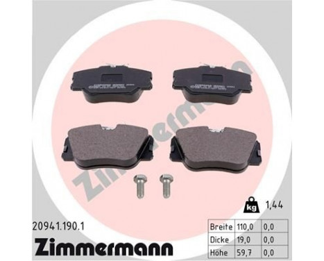 Brake Pad Set, disc brake 20941.190.1 Zimmermann, Image 2