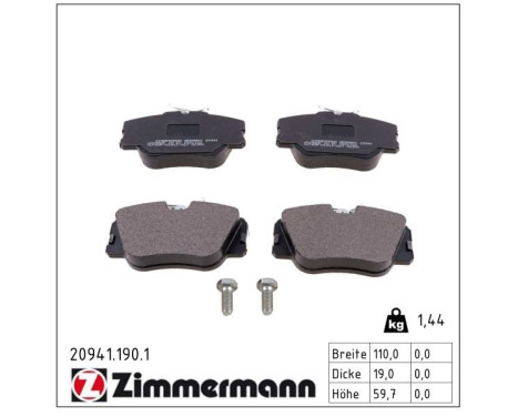Brake Pad Set, disc brake 20941.190.1 Zimmermann, Image 2
