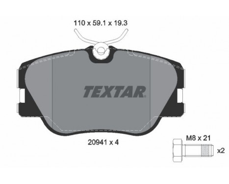 Brake Pad Set, disc brake 2094102 Textar, Image 2