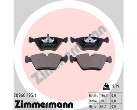 Brake Pad Set, disc brake 20968.195.1 Zimmermann, Image 3