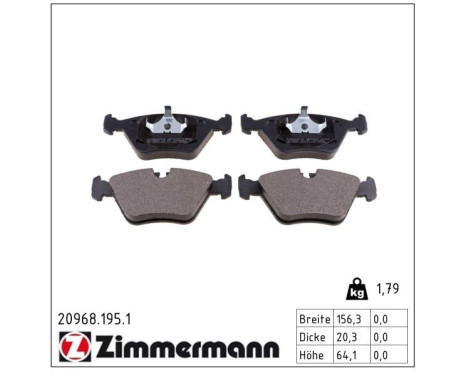 Brake Pad Set, disc brake 20968.195.1 Zimmermann, Image 3