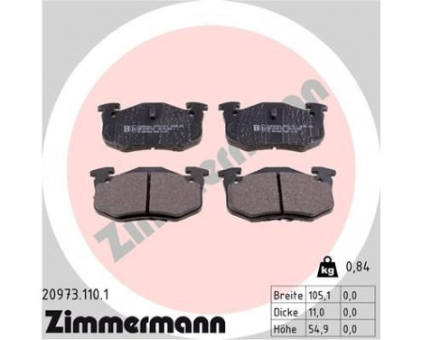 Brake Pad Set, disc brake 20973.110.1 Zimmermann, Image 3