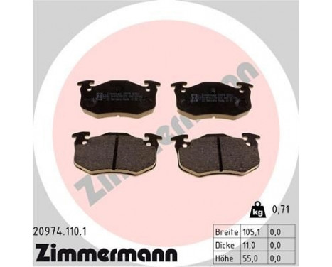 Brake Pad Set, disc brake 20974.110.1 Zimmermann, Image 2