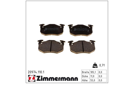 Brake Pad Set, disc brake 20974.110.1 Zimmermann, Image 2