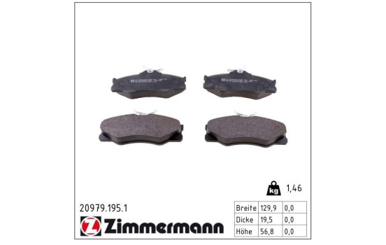 Brake Pad Set, disc brake 20979.195.1 Zimmermann, Image 2